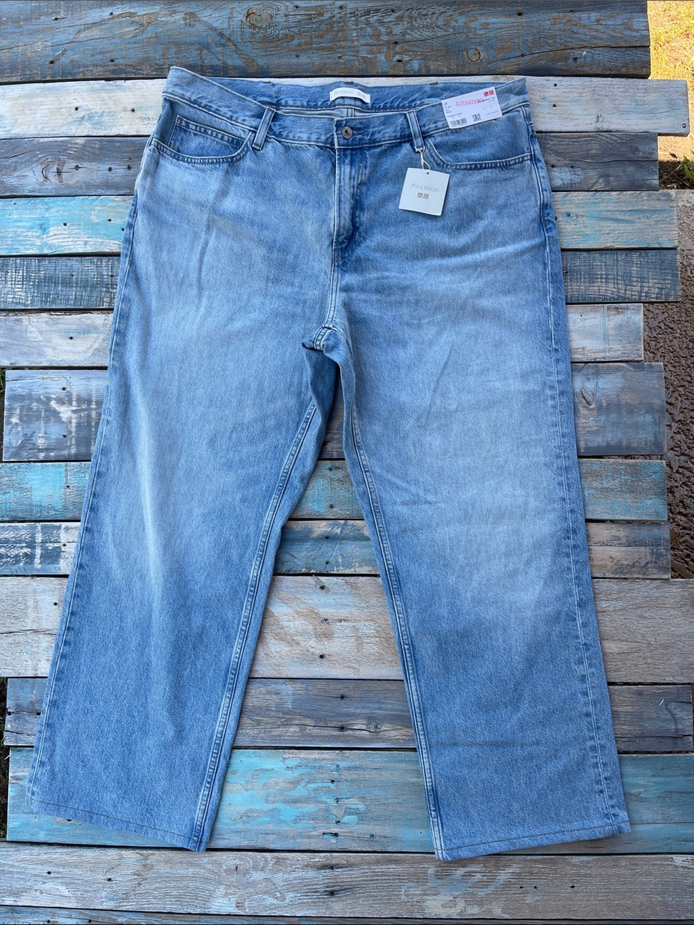JW Anderson x Uniqlo Men's 40 Light Blue Denim Jeans - Classic Straight Fit